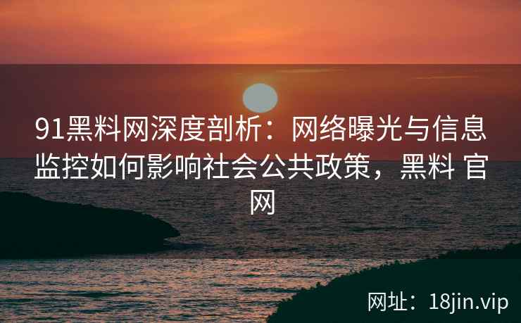 91黑料网深度剖析：网络曝光与信息监控如何影响社会公共政策，黑料 官网