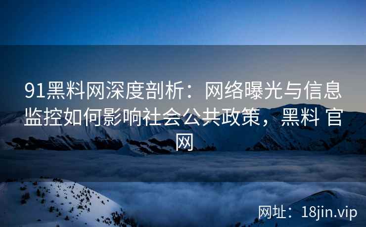 91黑料网深度剖析：网络曝光与信息监控如何影响社会公共政策，黑料 官网
